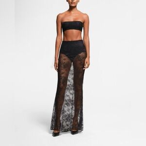 SKIMS Black Lace Maxi Skirt